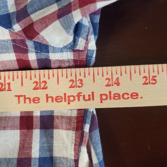 Vineyard Vines Flannel Plaid Whale Button Down Shirt Mens Size L Patriotic USA - Picture 10 of 11